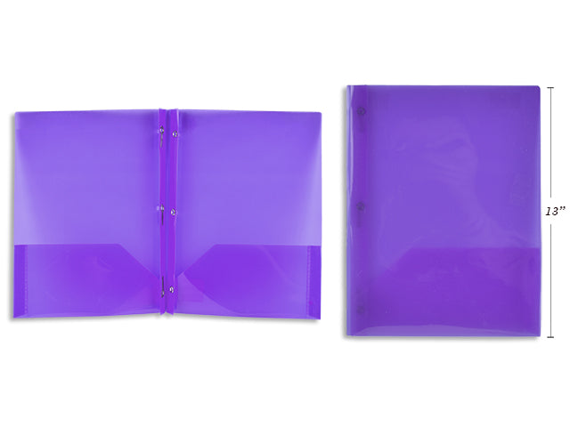 Carton of 50 Purple Plastic Portfolio With Prongs And 2 Pockets