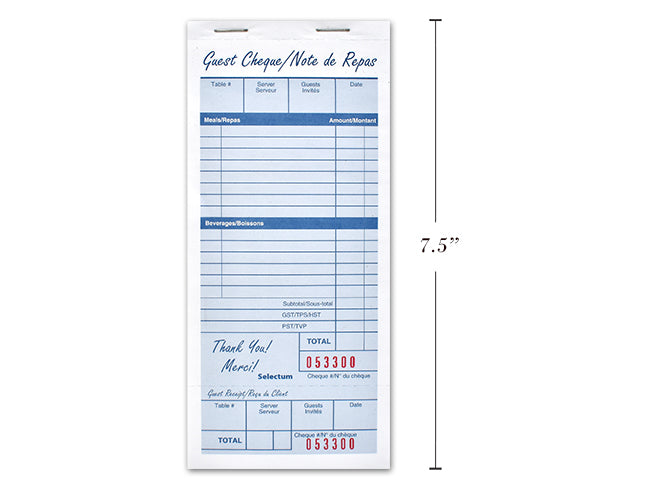 Carton of 10 Restaurant Guest Check Pad