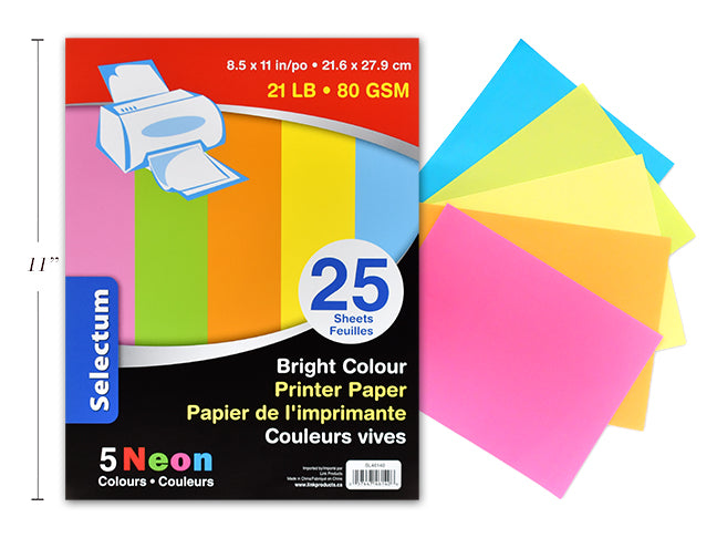 Carton of 48 Bright Neon Color Printer Paper