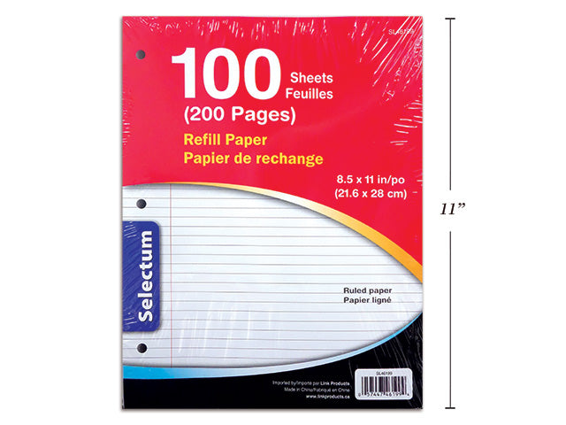 Carton of 10 Ruled Refill Sheet 200 Pages