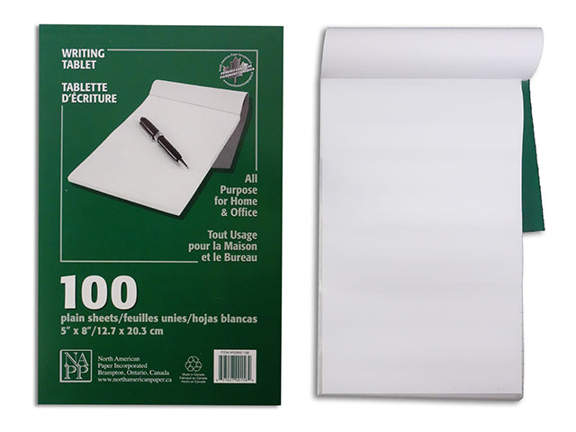 Carton of 48 Writing Tablet 100 Plain White Sheets