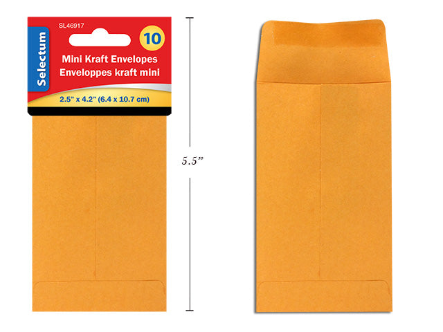 Carton of 24 Mini Kraft Envelopes 10 Pack