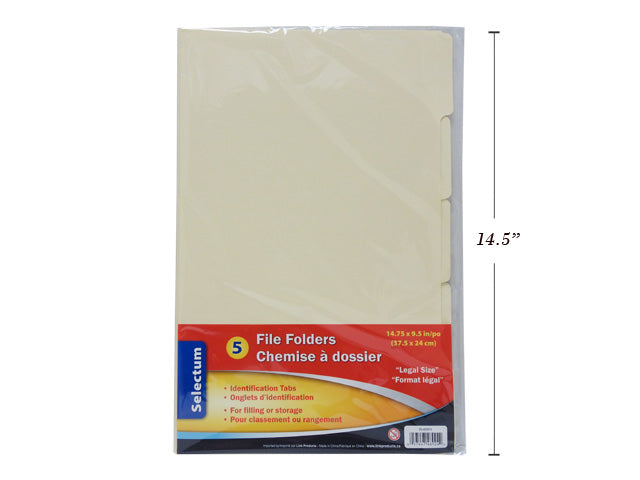 Carton of 12 Legal Size File Holders 5 Pack