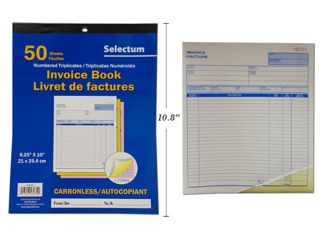 Carton of 10 Tri Carbonless Invoice Book