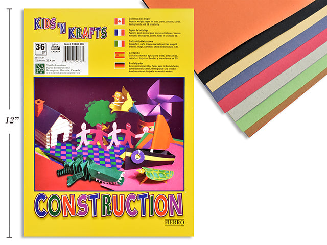 Carton of 36 Construction Paper Pad 36 Sheets