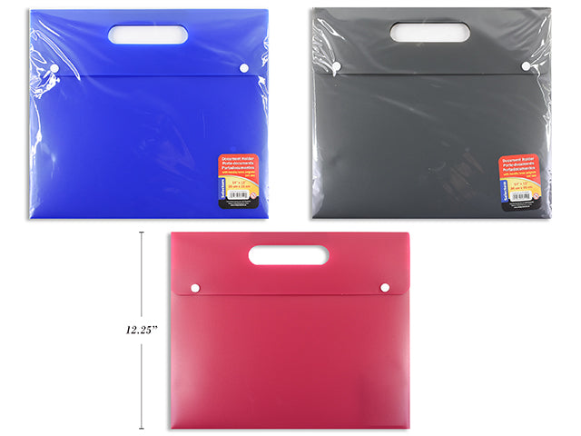 Carton of 48 Plastic Document Holder W/Handle 14X12" Asst Col. (36Cm X 31Cm) Gusset Size 11.9Cm X 2.9Cm