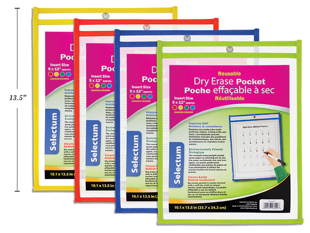 Carton of 12 Reusable Dry Erase Pockets