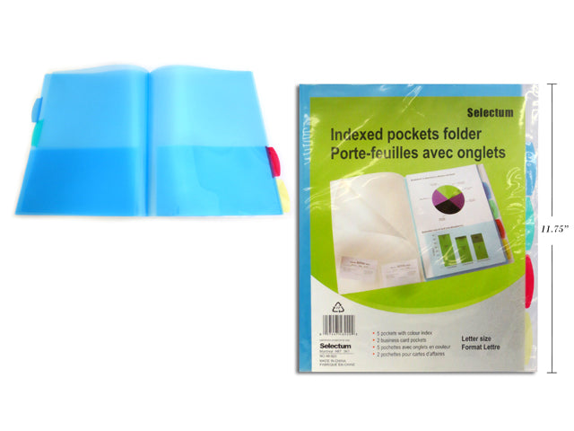 Carton of 12 Indexed Pocket Folder Letter Size 5 Pack