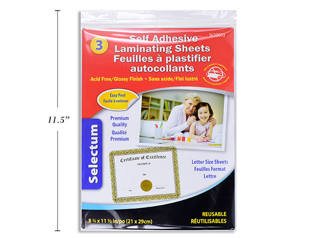 Carton of 12 Letter Size Self Adhesive Laminating Sheets