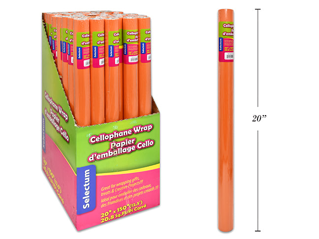 Carton of 48 Orange Cellophane Wrap