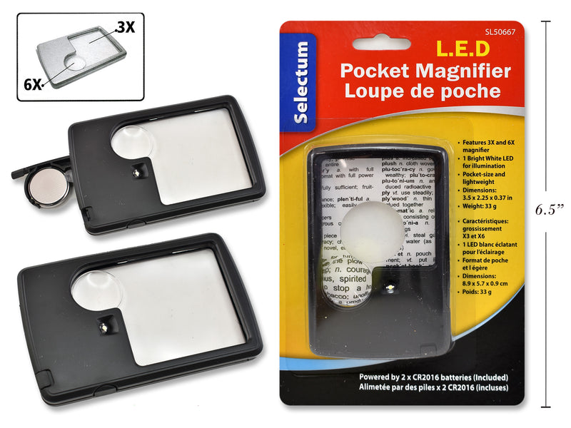 Carton of 12 Led  Pocket Size Magnifier