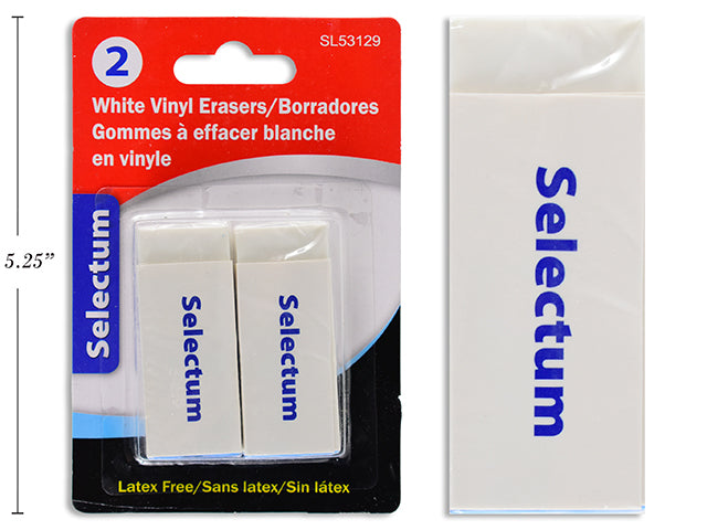 Carton of 12 White Vinyl Erasers Latex Free 2 Pack