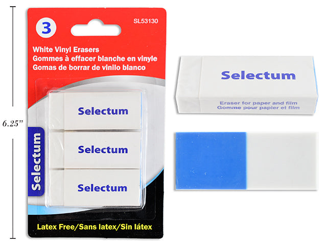 Carton of 12 White Vinyl Erasers Blister Carded 4 Pack