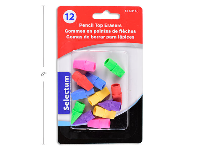 Carton of 24 Pencil Tops Erasers 12 Pack