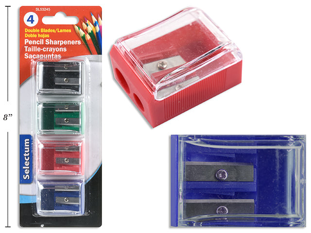 Carton of 12 2 Hole Metal Sharpener 4 Piece Card