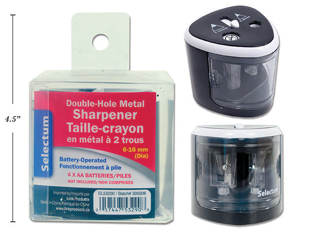 Carton of 12 2 Hole Metal Sharpener Battery Operated