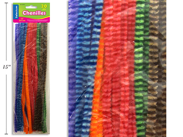 Carton of 12 Color Striped Chenilles 20 Pack