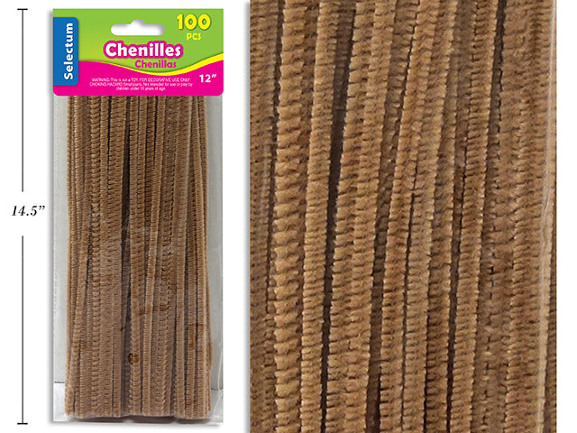 Carton of 10 Chenilles 100 Pack Light Brown