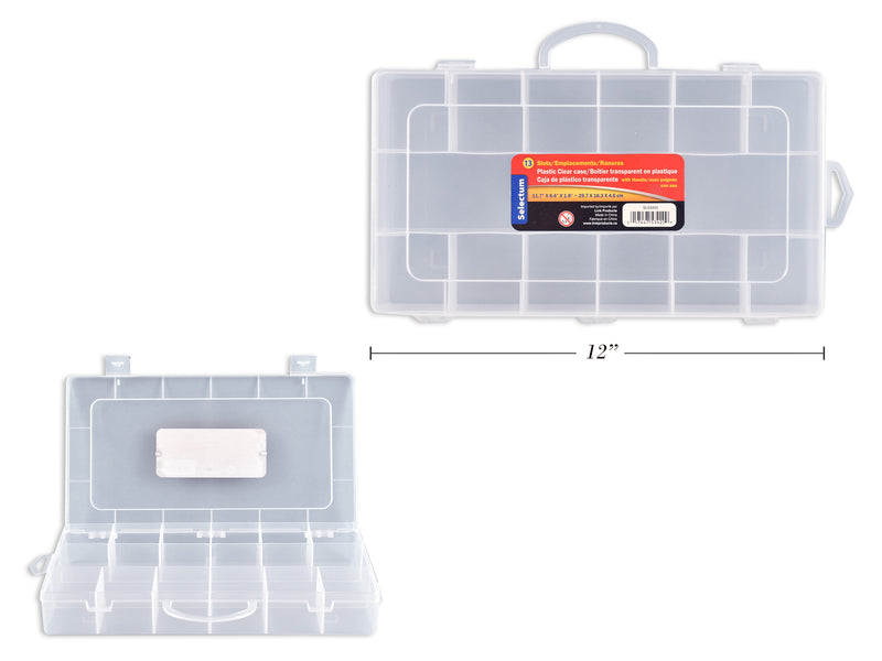 Carton of 12 13 Slot Plastic Clear Case With Handle