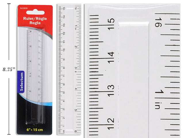 Carton of 12 Clear Plastic Ruler Packaged