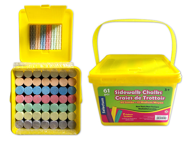 Carton of 12 Jumbo Sidewalk Chalks With Top Compartment