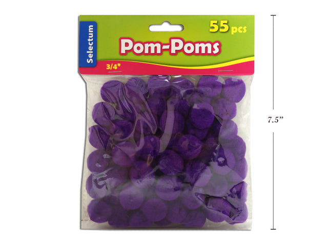 Carton of 12 Purple Pom Poms 55 Pack