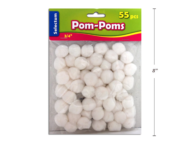 Carton of 12 White Pom Poms 55 Pack