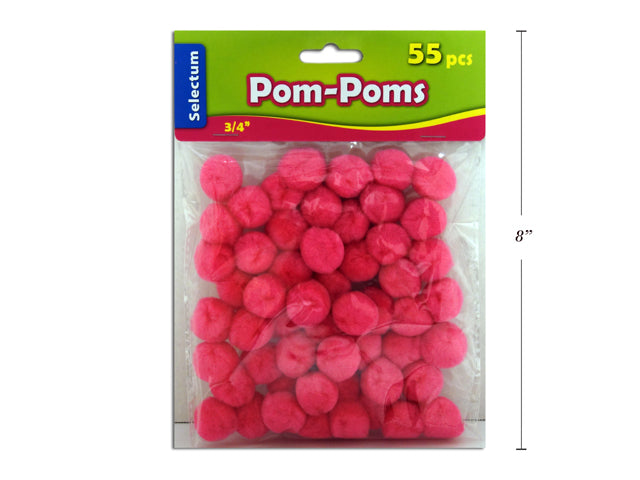 Carton of 12 Pink Pom Poms 55 Pack