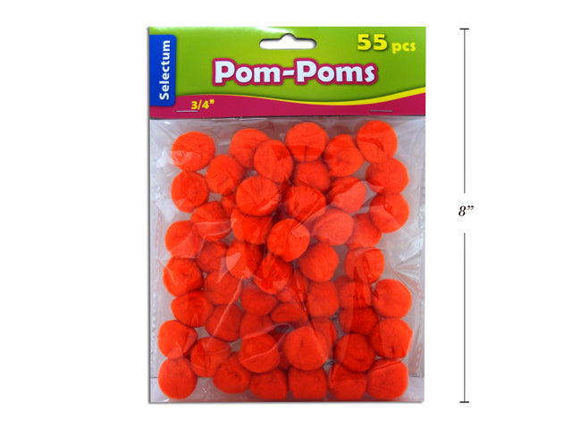 Carton of 12 Orange Pom Poms 55 Pack