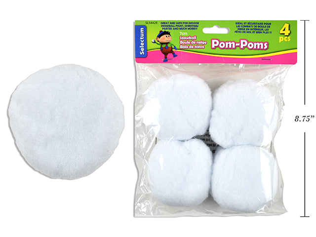 Carton of 12 Jumbo Snowball White Pom Poms