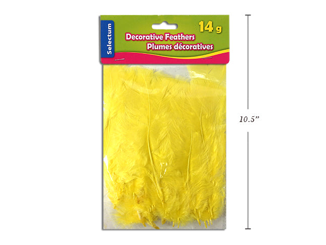 Carton of 12 Decorative Feathers Yellow