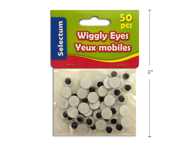 Carton of 12 Wiggly Eyes Black And White Medium 50 Pack