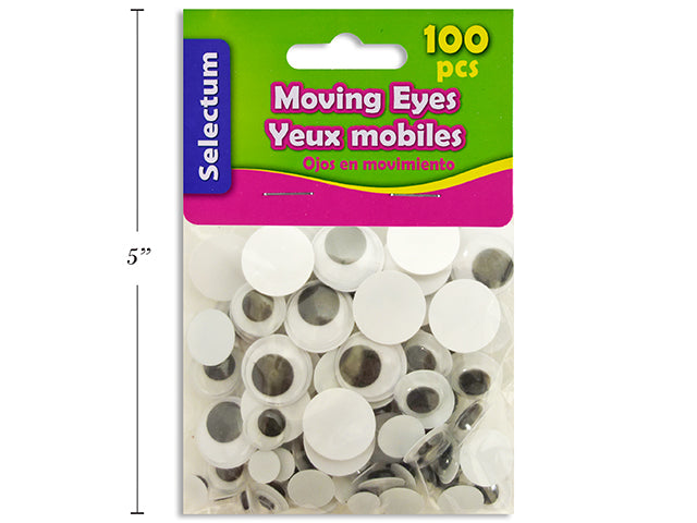 Carton of 12 Wiggly Eyes Black And White Assorted Sizes 100 Pack