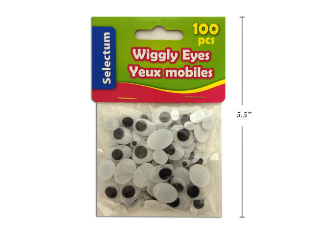 Carton of 12 Wiggly Oval Shape Eyes Black And White 100 Pack