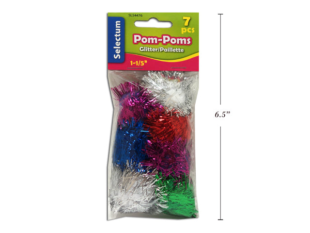 Carton of 12 Glitter Pom Poms 7 Pack