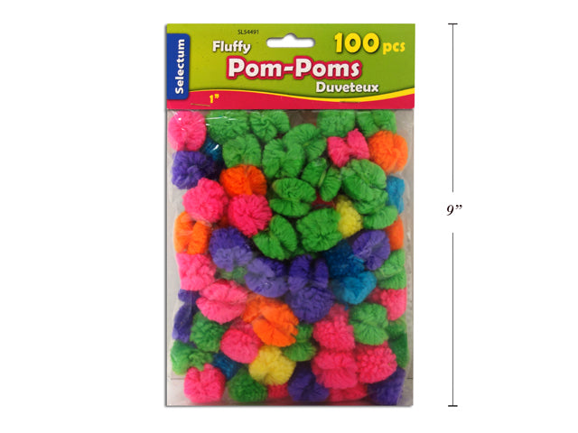 Carton of 12 Brites Fluffy Pom Poms 100 Pack