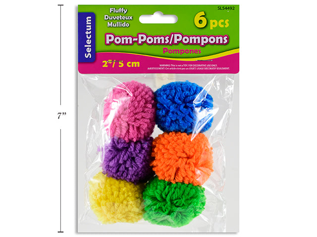 Carton of 12 Brites Fluffy Pom Poms 6 Pack