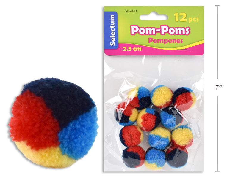 Carton of 12 Multicolor Pom Poms