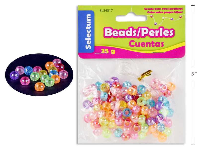 Carton of 12 Round Laser Color Plastic Beads