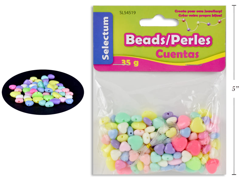 Carton of 12 Plastic Heart Shape Beads