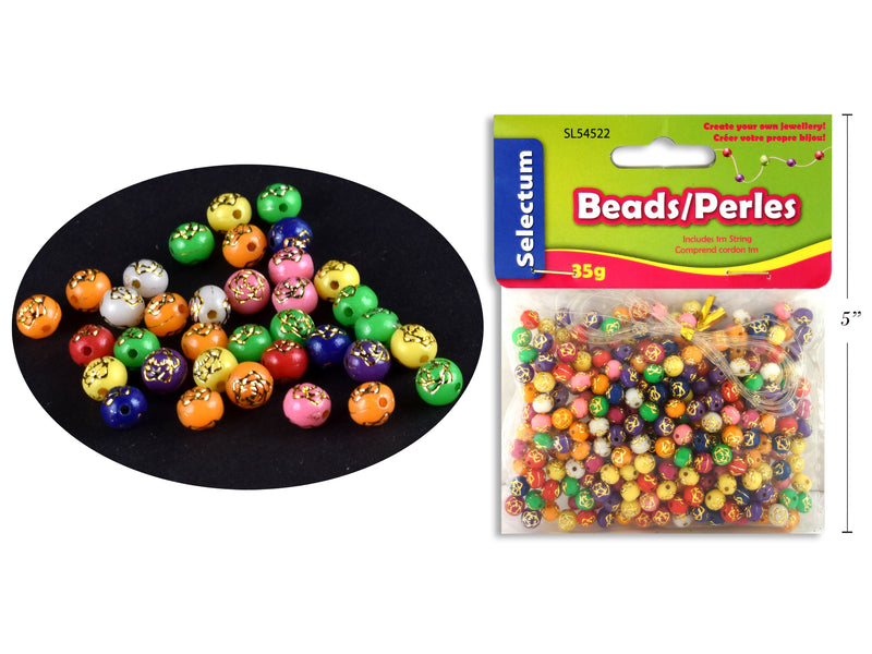 Carton of 12 Round Colored Beads