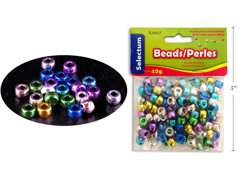 Carton of 12 Round Beads Metallic Colors