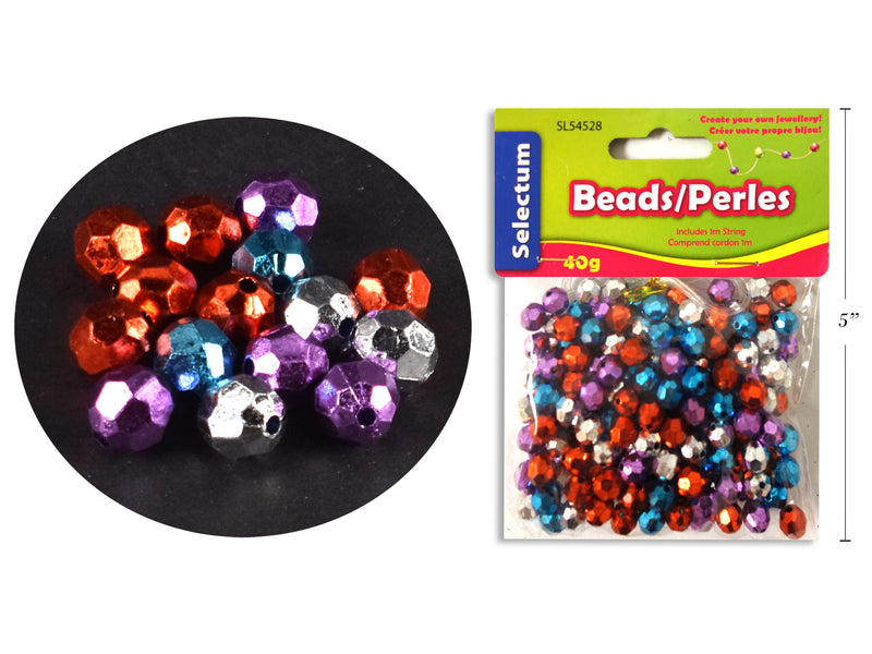 Carton of 12 Round Beads Dark Metallic