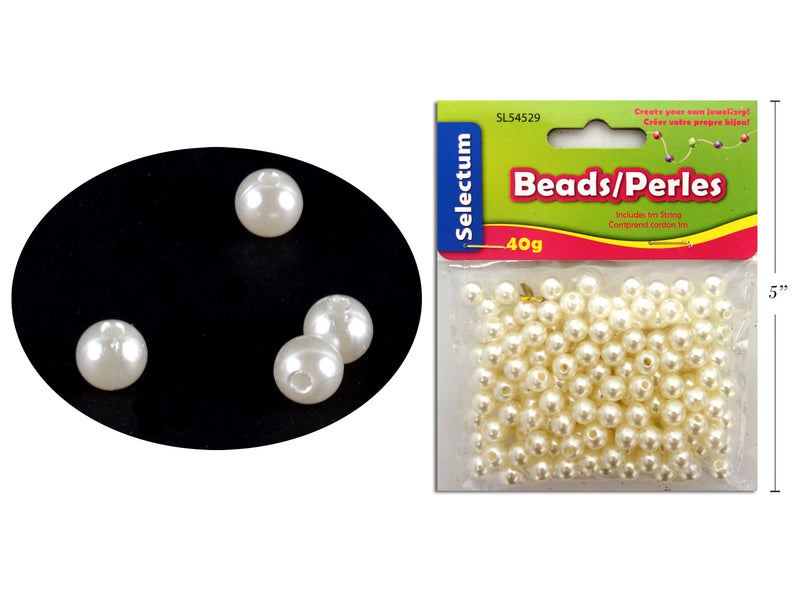 Carton of 12 Round Pearl Beads White