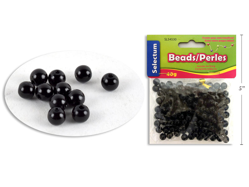 Carton of 12 Round Pearl Beads Black