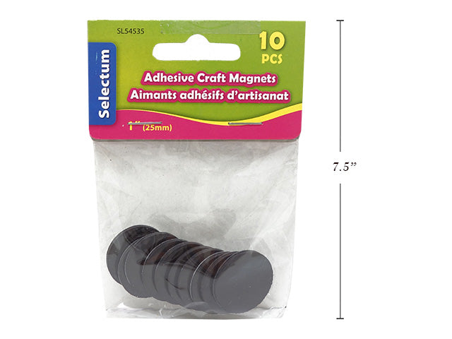 Carton of 12 Round Adhesive Craft Magnets 10 Pack