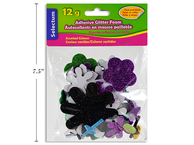 Carton of 12 Adhesive Glitter Foam Shapes And Sizes