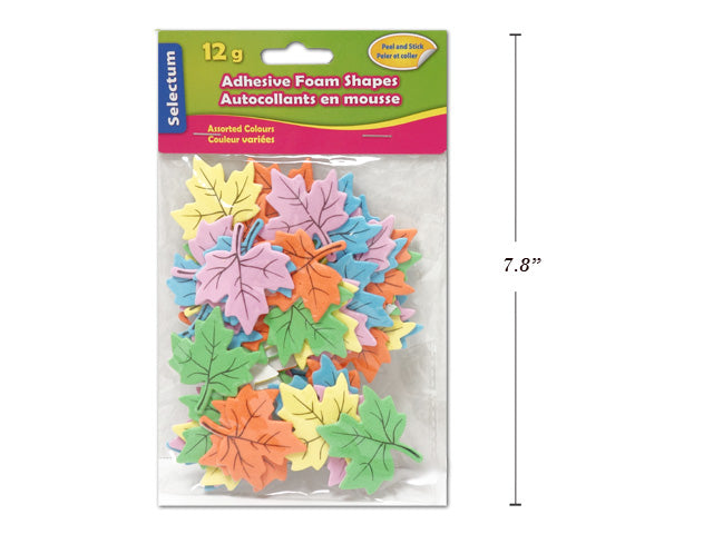 Carton of 12 Adhesive Foam Shapes Maple Leaf