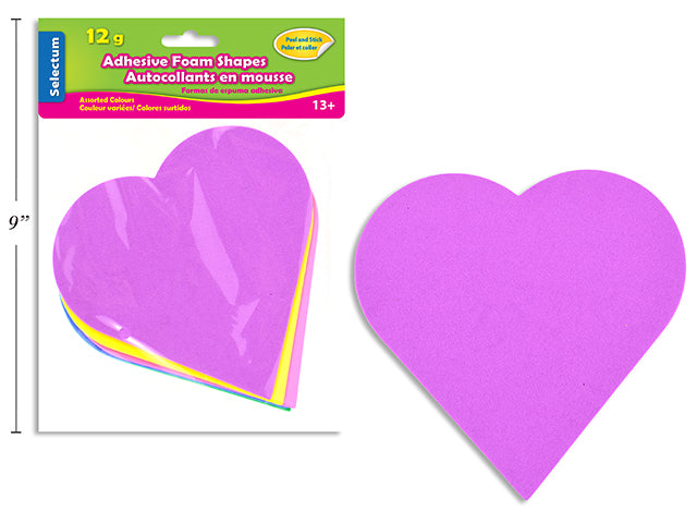 Carton of 12 Adhesive Foam Shapes Hearts