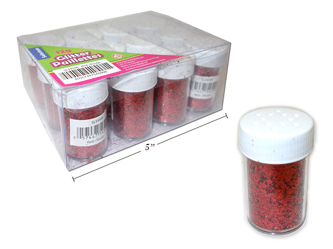 Carton of 12 Glitter Powder Shaker Red